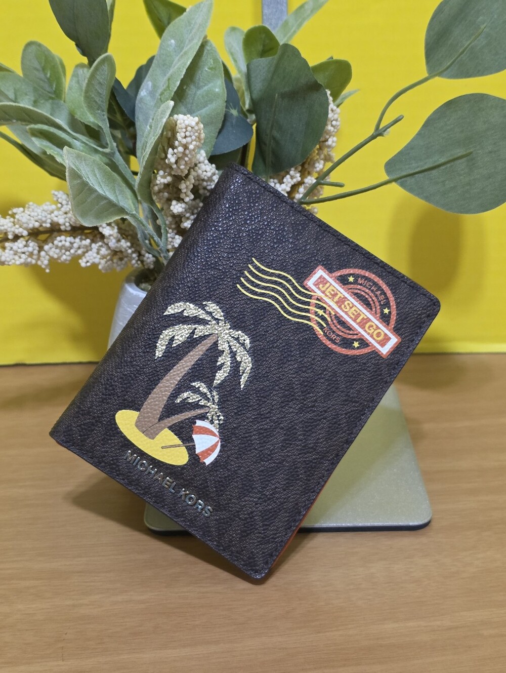 Michael Kors Jet Set Travel Medium Embellished Signature Logo Passport Case